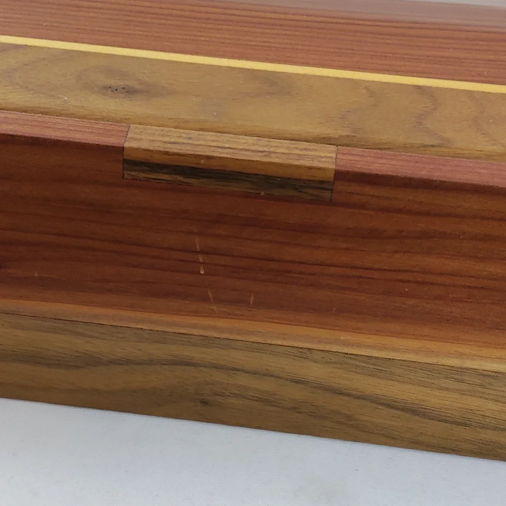 Vintage Contemporary Inlaid  Bevelled Wooden Handmade Jewelry Box
